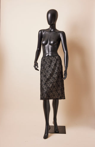 1980's Black Lace Slip Skirt