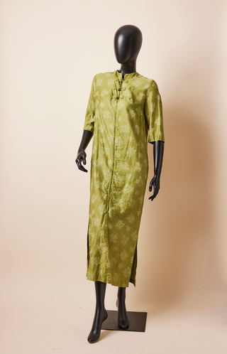 1960's Chinese Green Lounge Housedress Kaftan