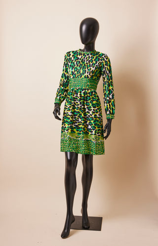 1960's Green Leopard Mini Dress