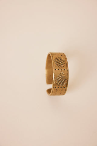 Antique Gold Tone Ethiopian Cuff Bracelet