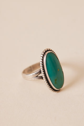 Zuni Oval Silver Turquoise Ring