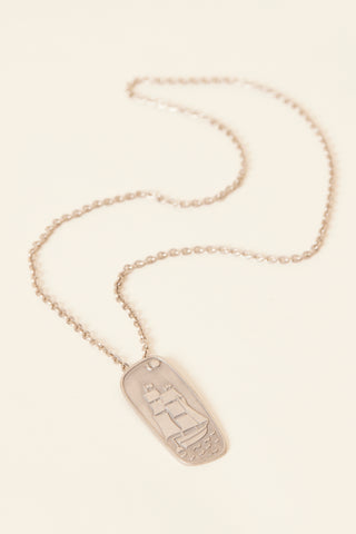 Georg Jensen Scandinavian Sailboat Pewter Pendant Necklace