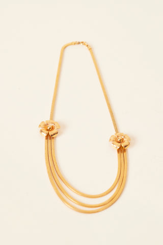 Double Draped Flower Chain Necklace