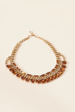 1950's Topaz Brown Rhinestone Choker Necklace