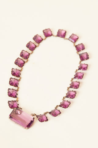 1950's Purple Gemstone Art Deco Choker Necklace