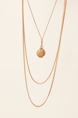 Triple Gold Strand with Gold Center Pendant