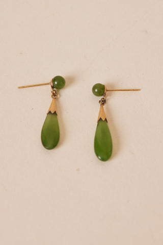 1950's Green Drop Earrings
